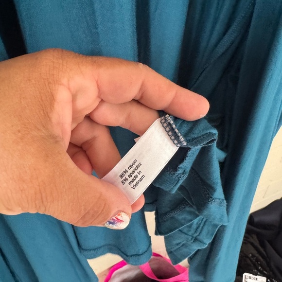 Lane Bryant cardigan green Blue teal Draped NEW 18 20 size stretch long sleeve - Picture 2 of 4